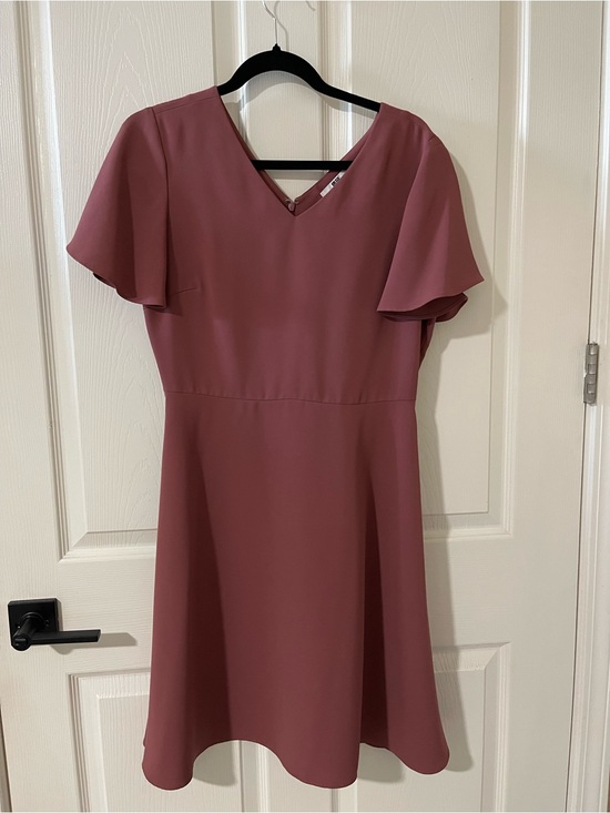 Uniqlo Dresses & Skirts - UNIQLO Flutter Sleeve V-Neck A-Line Dress in Mauve